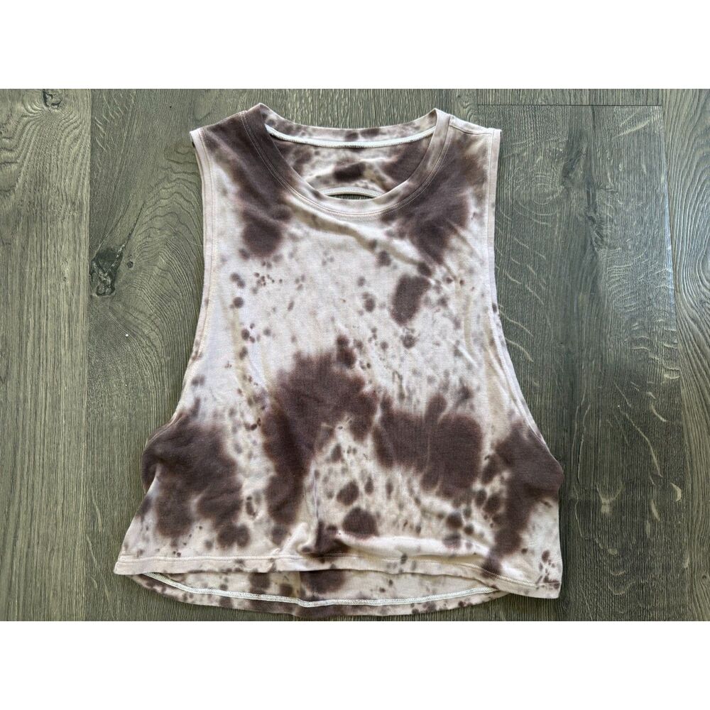 Lululemon Tie-Dye Purple Pink Cropped Crop Sleeveless Tank Top Cutout XS 4 6